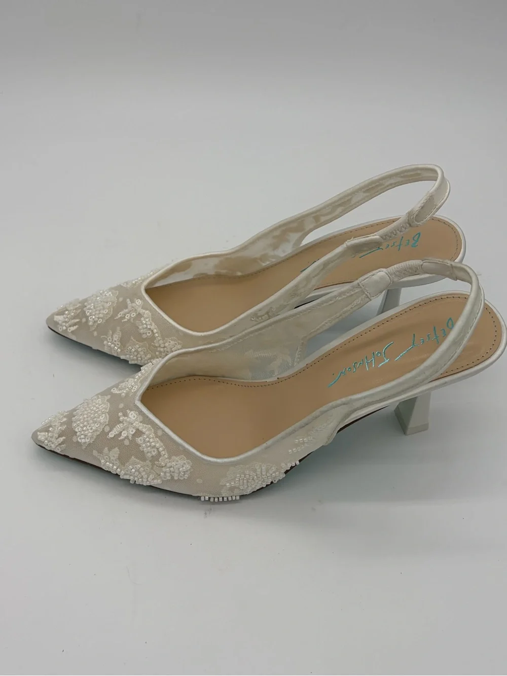 Betsey Johnson Ivory Beaded Slingback Pointed Heels